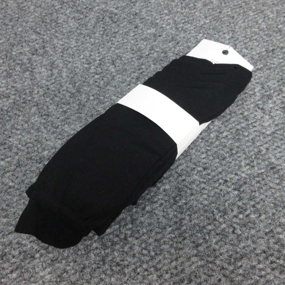 COS Dress Socks Mens 10-13 Black Mid Calf Crew Solid Made In Portugal NWT